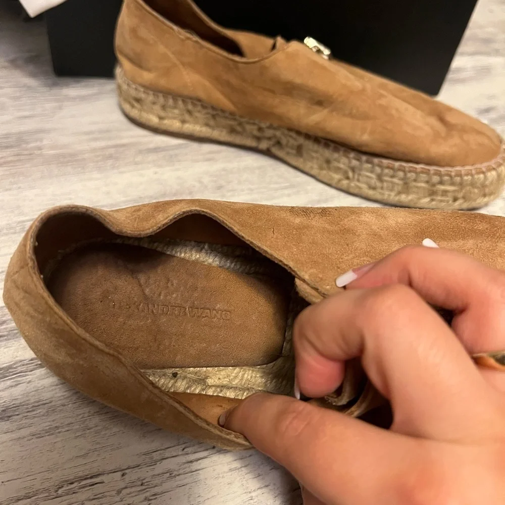 ALEXANDER WANG Devon nubuck zip front espadrille shoes